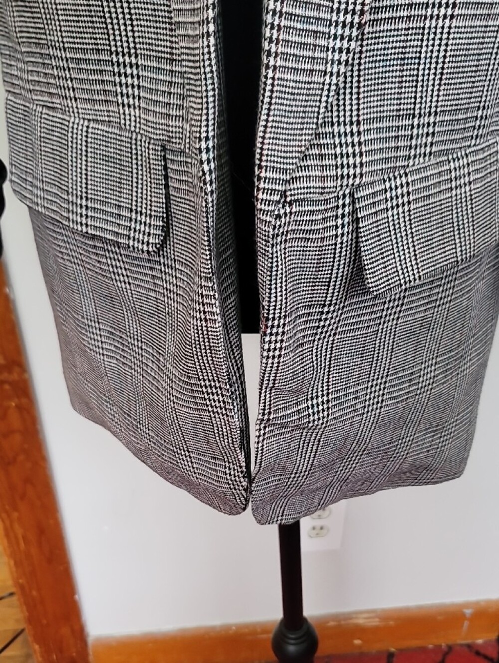 Retro Shinestar Black and White Plaid Open-Front Blazer - Picture 5 of 14